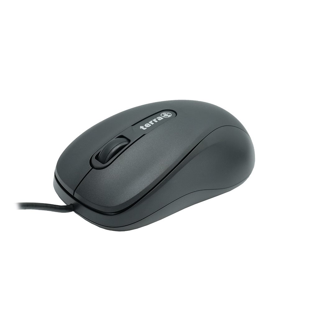 TERRA Mouse 1500 Corded USB black 3 Tasten, symmetrisch, mit Kabel, 1,80 m